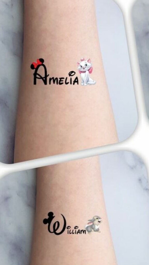 Disney name tattoo on a hand