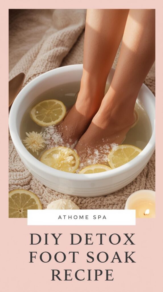 Create your own at-home spa day with this refreshing detox foot soak recipe. Using lemon slices, baking soda, and Epsom salt, this soak is both calming and cleansing. A must-try for your weekly self-care ritual!