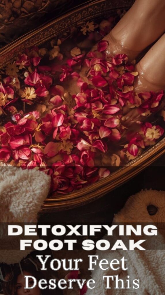 Indulge in this luxurious detoxifying foot soak filled with rose petals and healing minerals. It’s the little beauty ritual your feet will thank you for. Ideal for softening, calming, and refreshing after a long day.