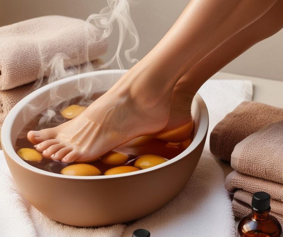 Soothe tired, achy feet with this easy homemade apple cider vinegar foot soak! This simple recipe uses natural ingredients to help soften skin, fight foot odor, and ease muscle tension. Perfect for a relaxing at-home spa day or a quick refresh after a long day on your feet. Get the recipe and learn about the benefits of ACV for foot care! 