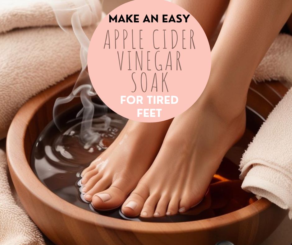 Relieve tired, achy feet with this simple and soothing apple cider vinegar soak! Just a few ingredients and a few minutes are all you need to pamper your feet and ease away the day's stress. Perfect for after a long day of standing or walking.