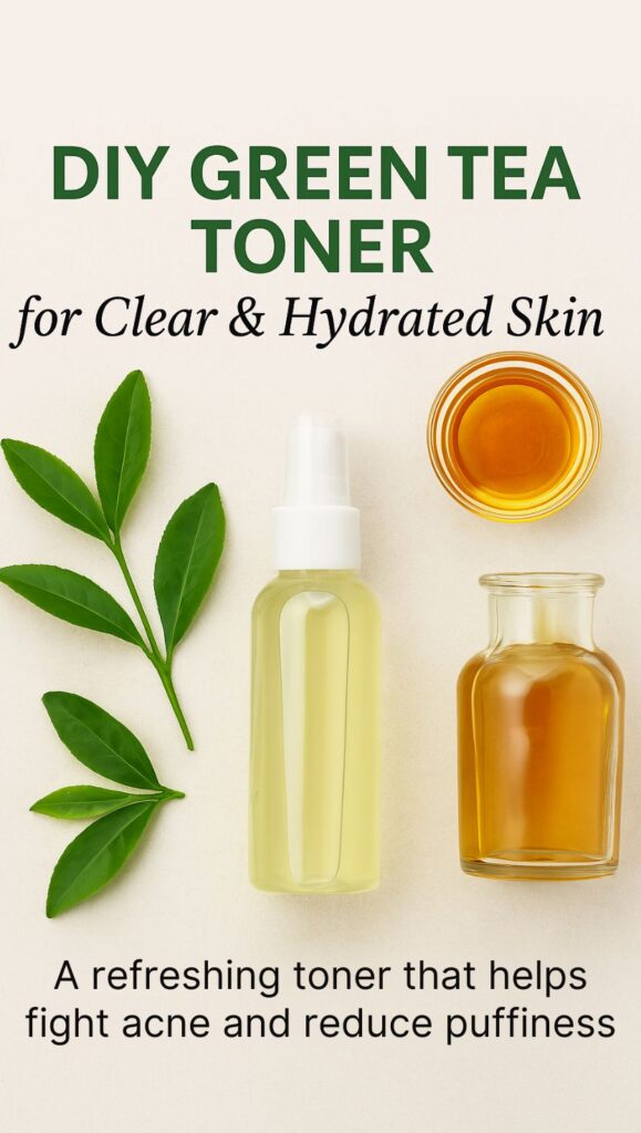 This DIY green tea toner is your new skincare essential for clear and hydrated skin. Made with natural ingredients like green tea, honey, and apple cider vinegar, it helps fight acne, reduce puffiness, and tighten pores. Save this simple toner recipe to upgrade your skincare routine with a gentle, refreshing formula perfect for combination skin.