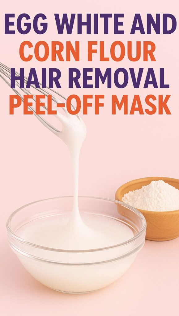 Make your own natural peel-off mask for facial hair removal with just two ingredients—egg white and corn flour. This DIY beauty trick is perfect for softening skin and reducing hair over time.