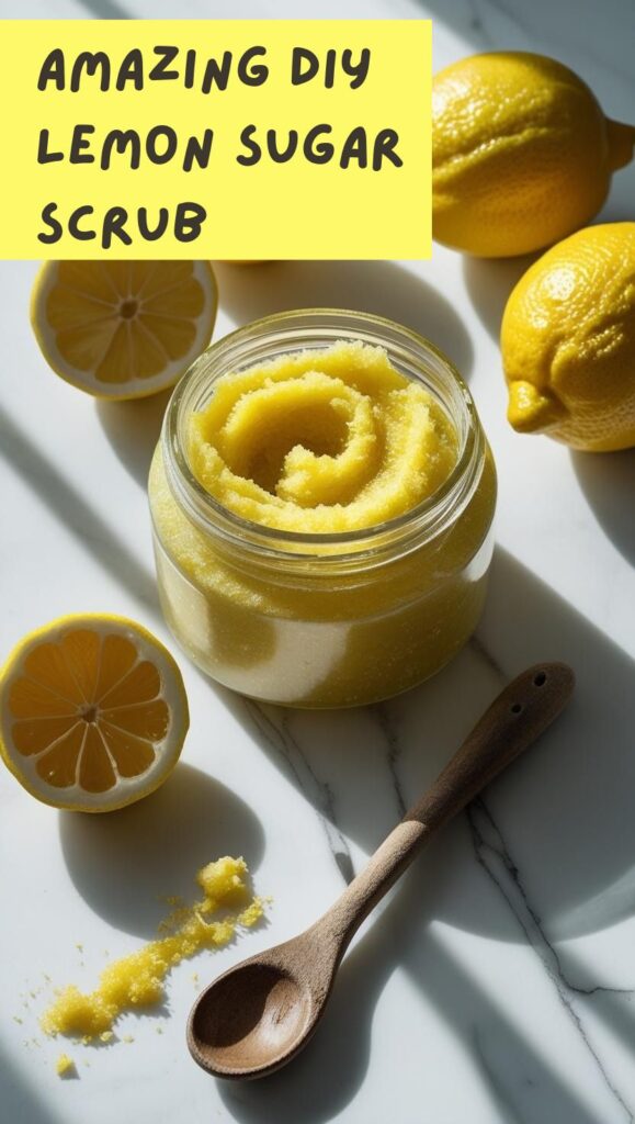 Glowing skin starts with this simple lemon sugar scrub! Whip up this amazing exfoliator at home for smoother, softer skin. Ideal for body care, especially underarms and rough patches.