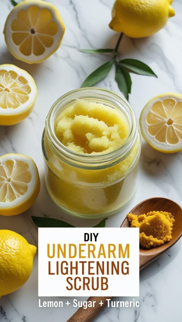 Ready to even out your underarm tone? This easy turmeric and lemon sugar scrub is the natural solution you need. Perfect for glowing skin lovers who want results without the chemicals.