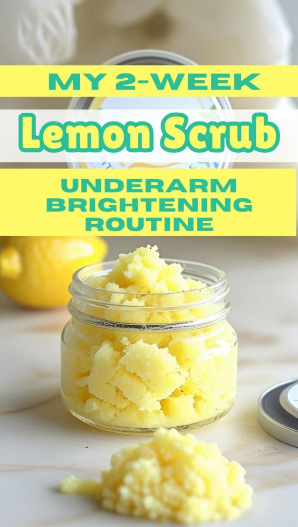 Brighten up underarms in just 2 weeks with this easy lemon scrub! It’s the perfect DIY exfoliating scrub to smooth skin tone and prep for sleeveless outfits. Gentle, effective, and totally natural.